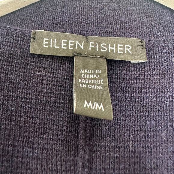 Eileen Fisher 100% Merino Wool Notch Collar Cardigan Sweater Size M - Picture 3 of 7